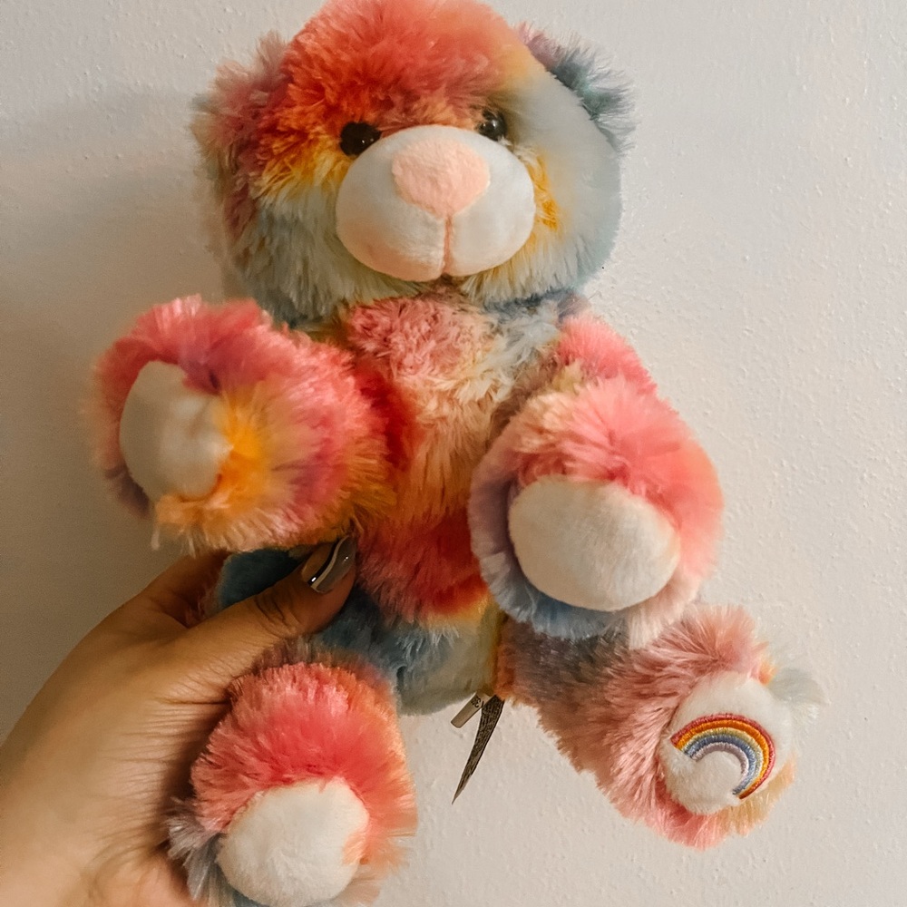 2001 Bear Factory Rainbow Multi Colored Teddy Bear Plush Rainbow foot